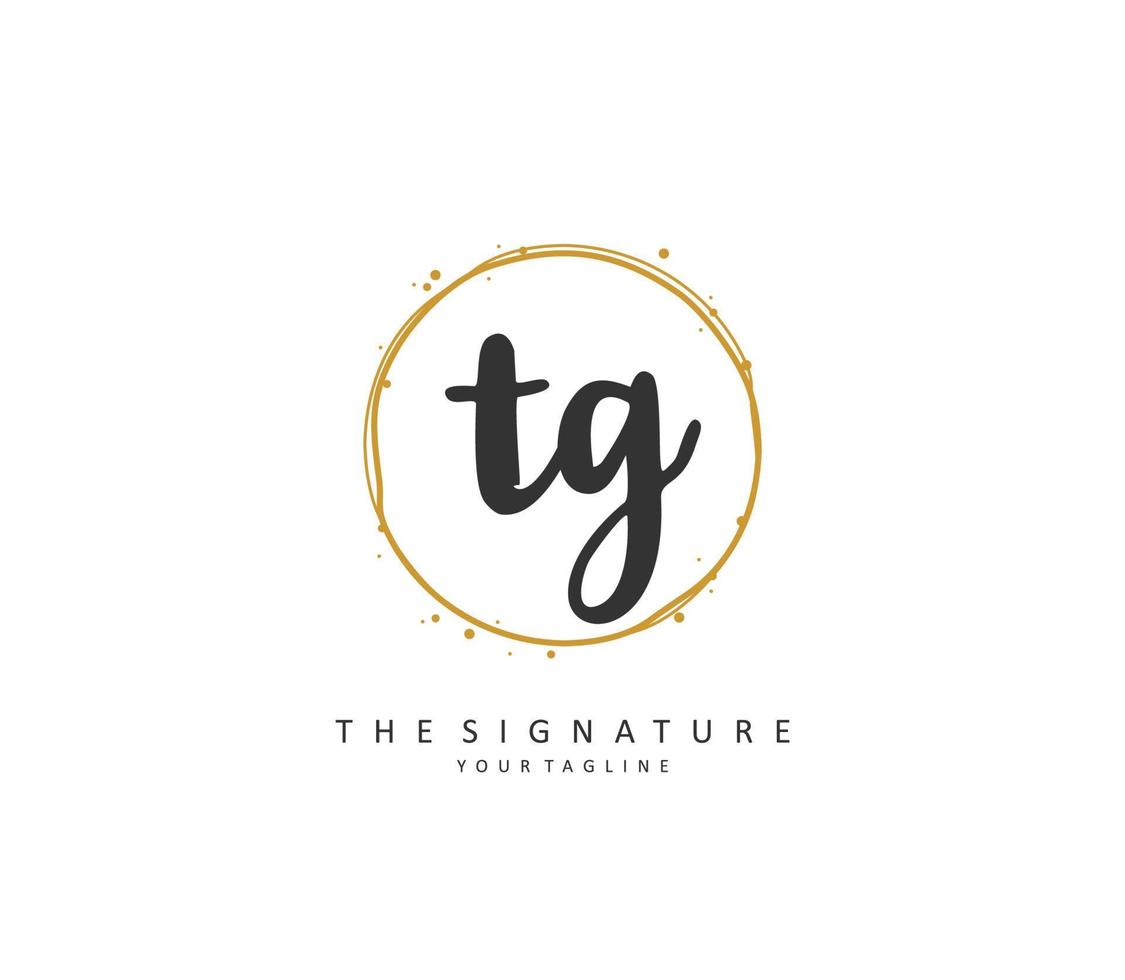 TG Initial letter handwriting and  signature logo. A concept handwriting initial logo with template element. vector
