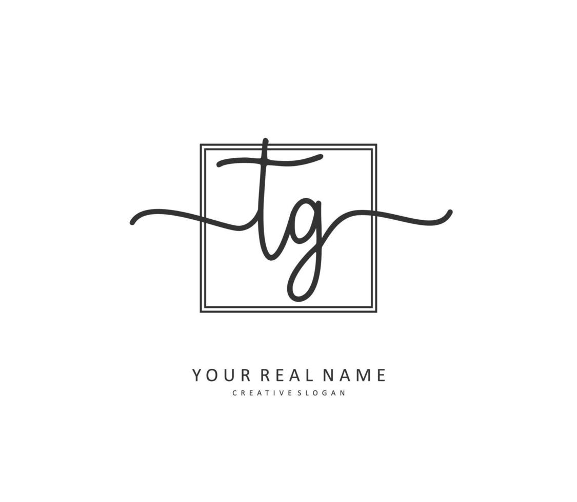 TG Initial letter handwriting and  signature logo. A concept handwriting initial logo with template element. vector