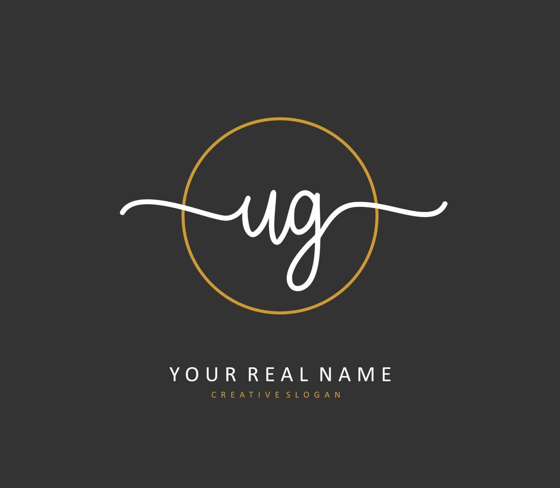 UG Initial letter handwriting and  signature logo. A concept handwriting initial logo with template element. vector