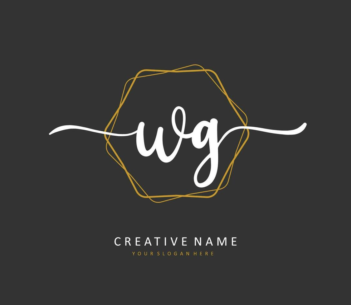 WG Initial letter handwriting and  signature logo. A concept handwriting initial logo with template element. vector