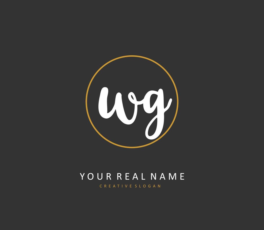 WG Initial letter handwriting and  signature logo. A concept handwriting initial logo with template element. vector