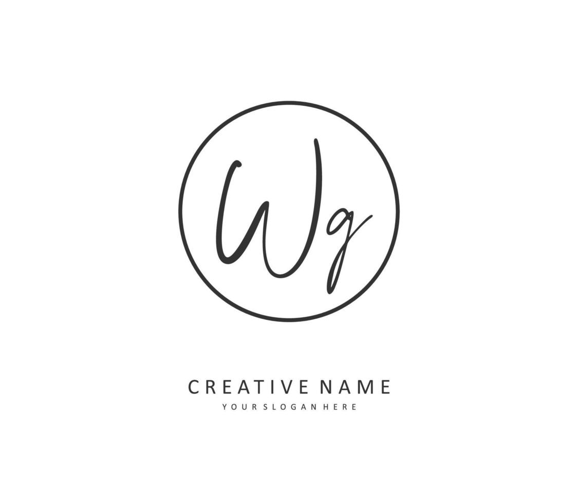 WG Initial letter handwriting and  signature logo. A concept handwriting initial logo with template element. vector