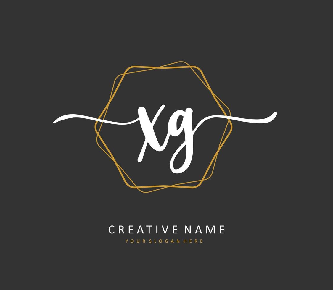 XG Initial letter handwriting and  signature logo. A concept handwriting initial logo with template element. vector