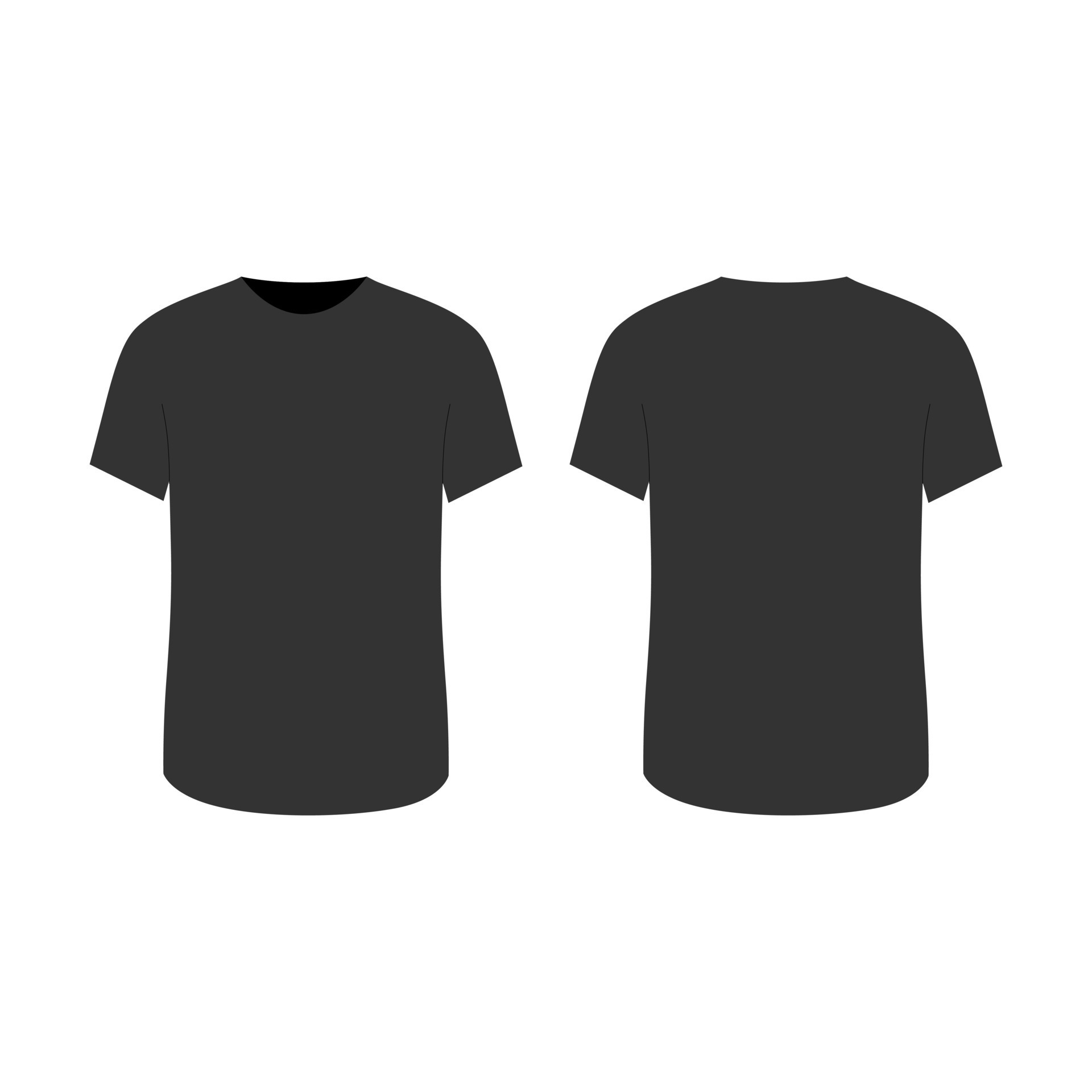 Blank t-shirts mockup set template. Front and back view black t-shirt ...