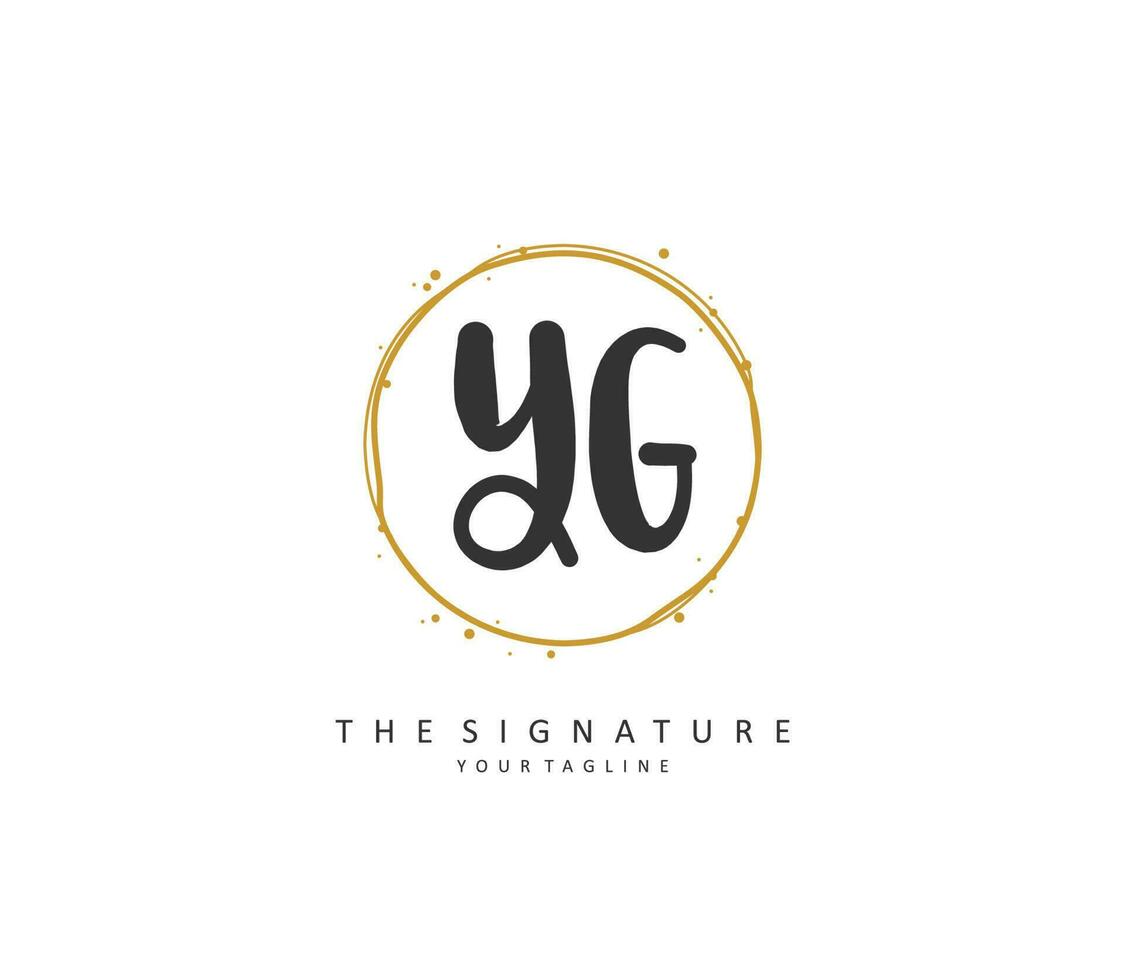 YG Initial letter handwriting and  signature logo. A concept handwriting initial logo with template element. vector