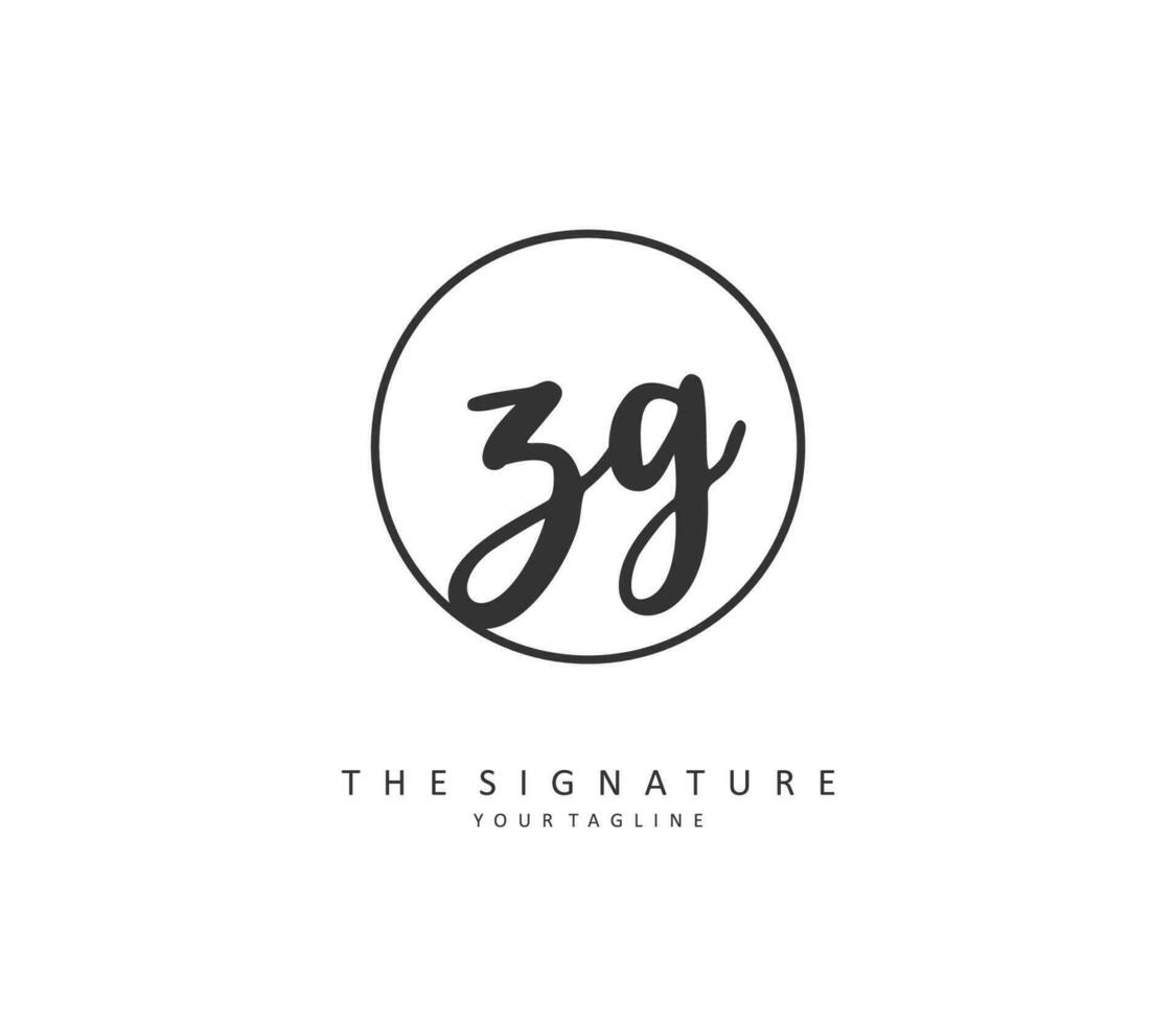 ZG Initial letter handwriting and  signature logo. A concept handwriting initial logo with template element. vector