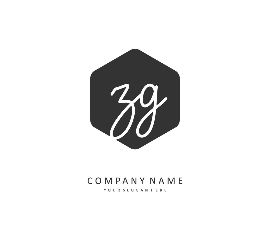 ZG Initial letter handwriting and  signature logo. A concept handwriting initial logo with template element. vector