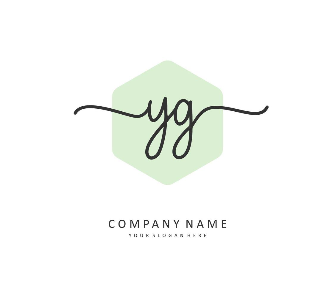 YG Initial letter handwriting and  signature logo. A concept handwriting initial logo with template element. vector