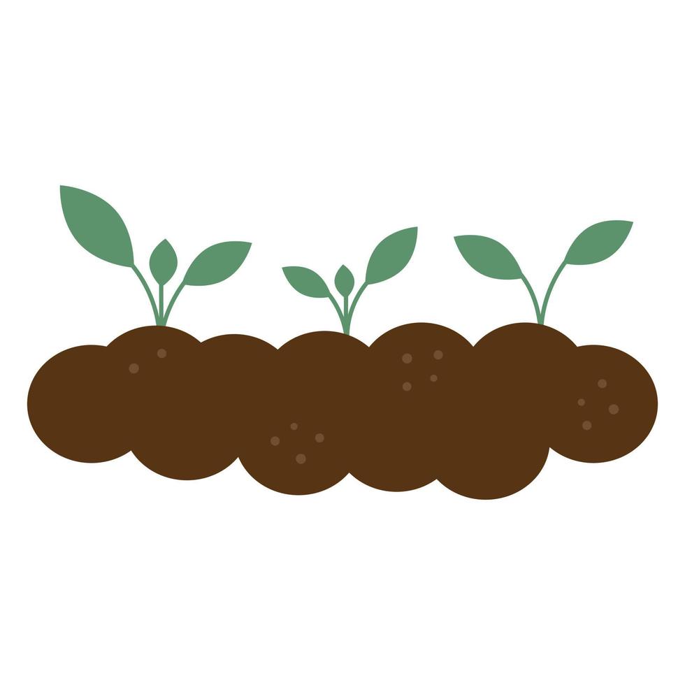 Plants in the ground. Flat vector illustration of a garden