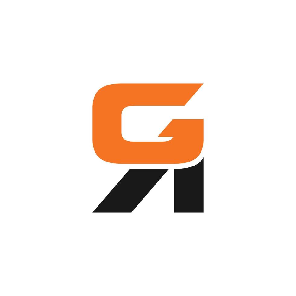 GR or RG initial letters, simple and bold orange G and black R inverted mirrored letter logo. vector