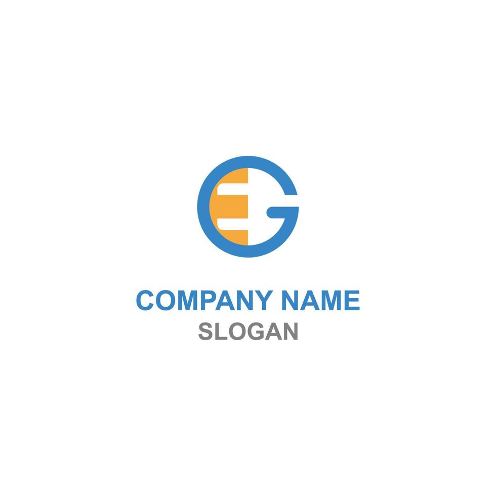 EG or GE initial uppercase letters, electrical plug and socket in negative space logo. vector