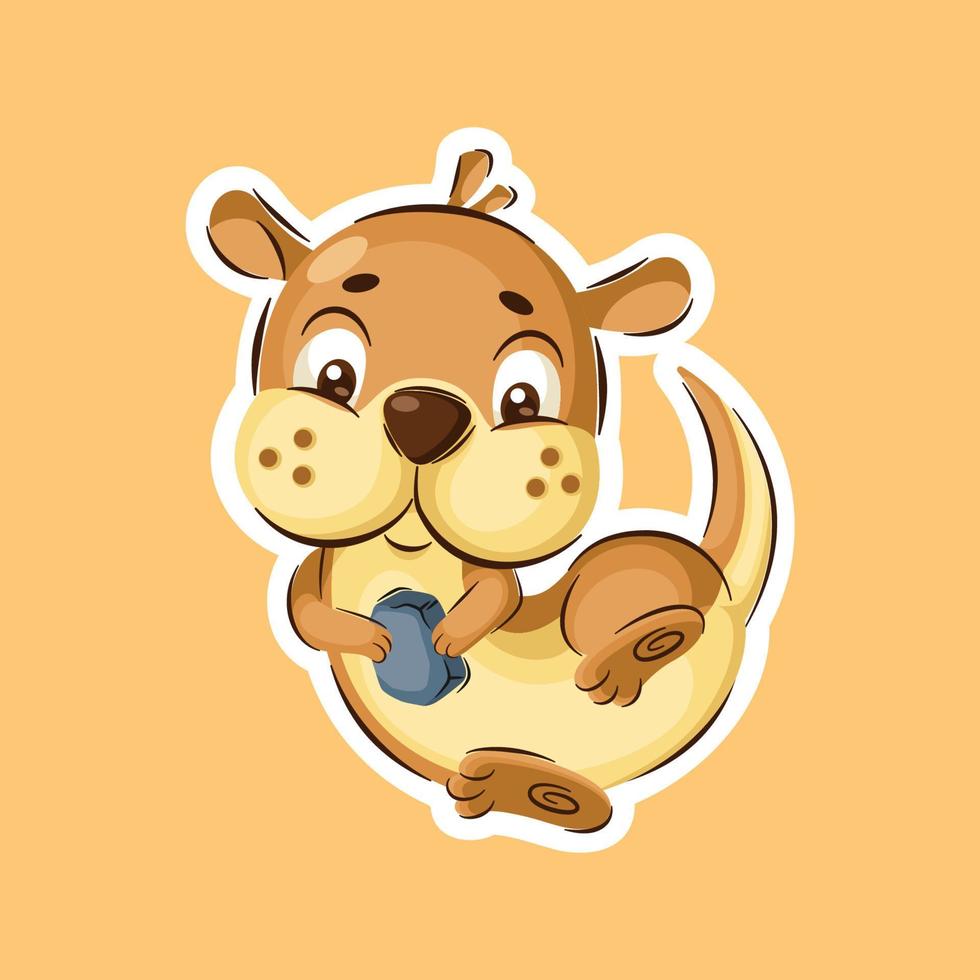 Cute Otter Cartoon Character In Sticker Style Premium Vector Graphic Asset