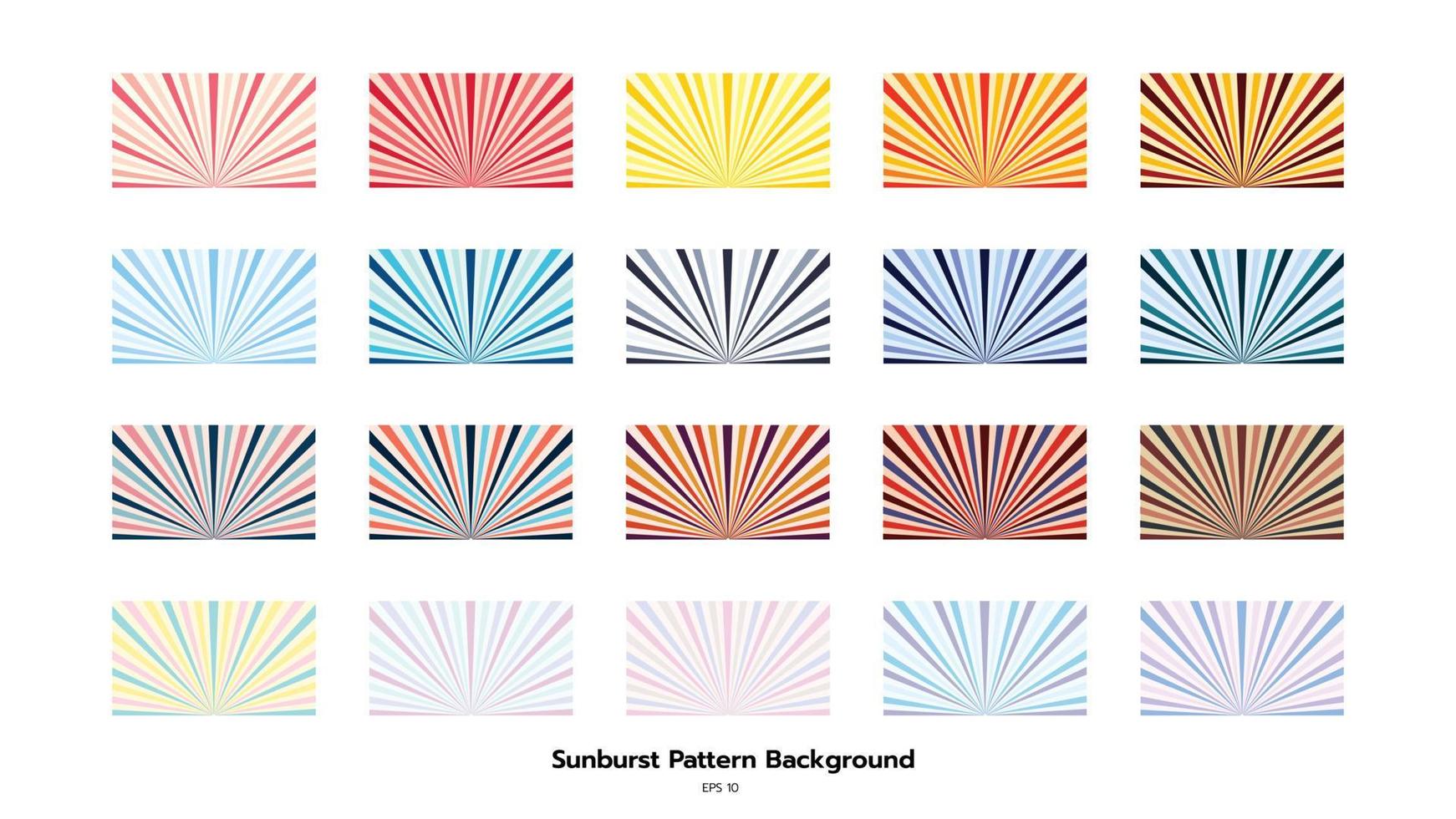 Sunburst pattern background, warm tones, cool tones, pastel, retro. vector