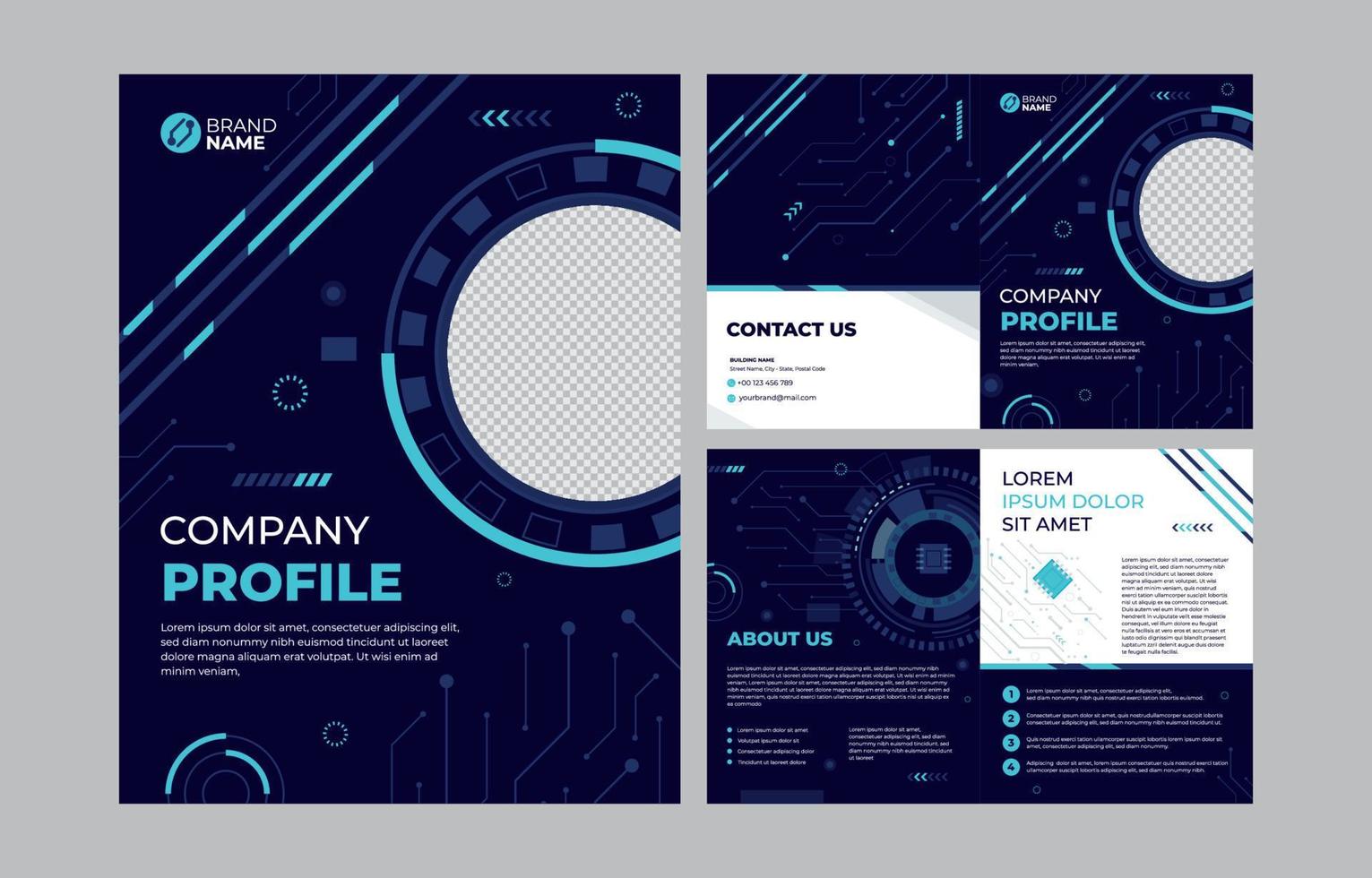 Technology Company Profile in Dark Colors vector