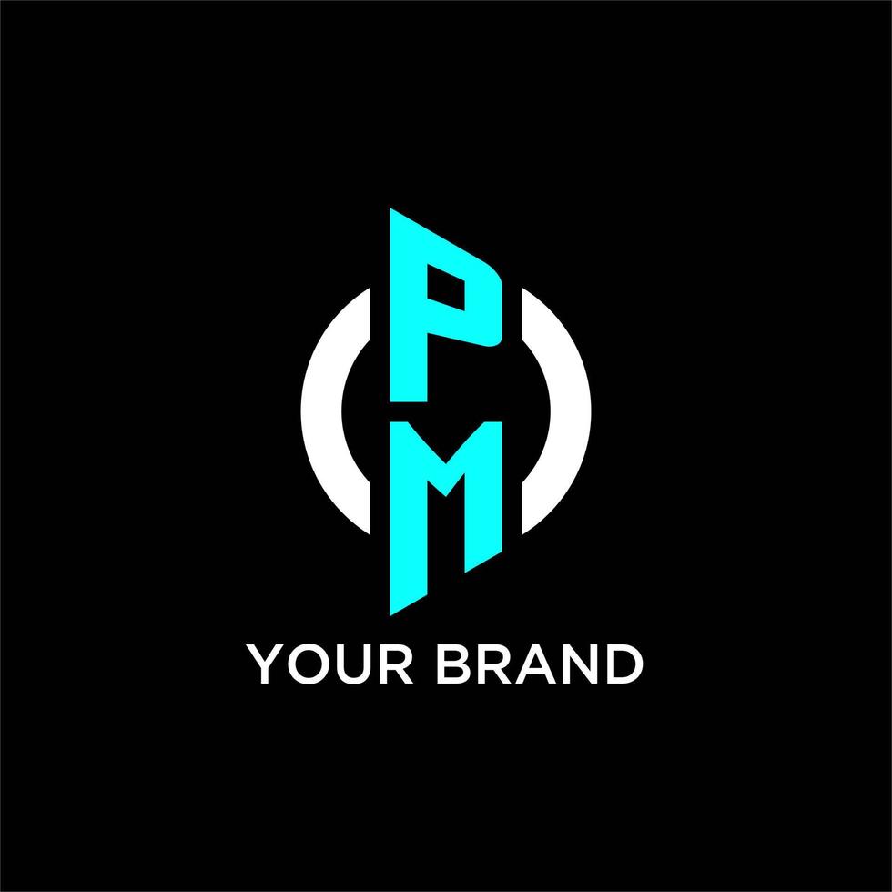 PM circle monogram logo vector