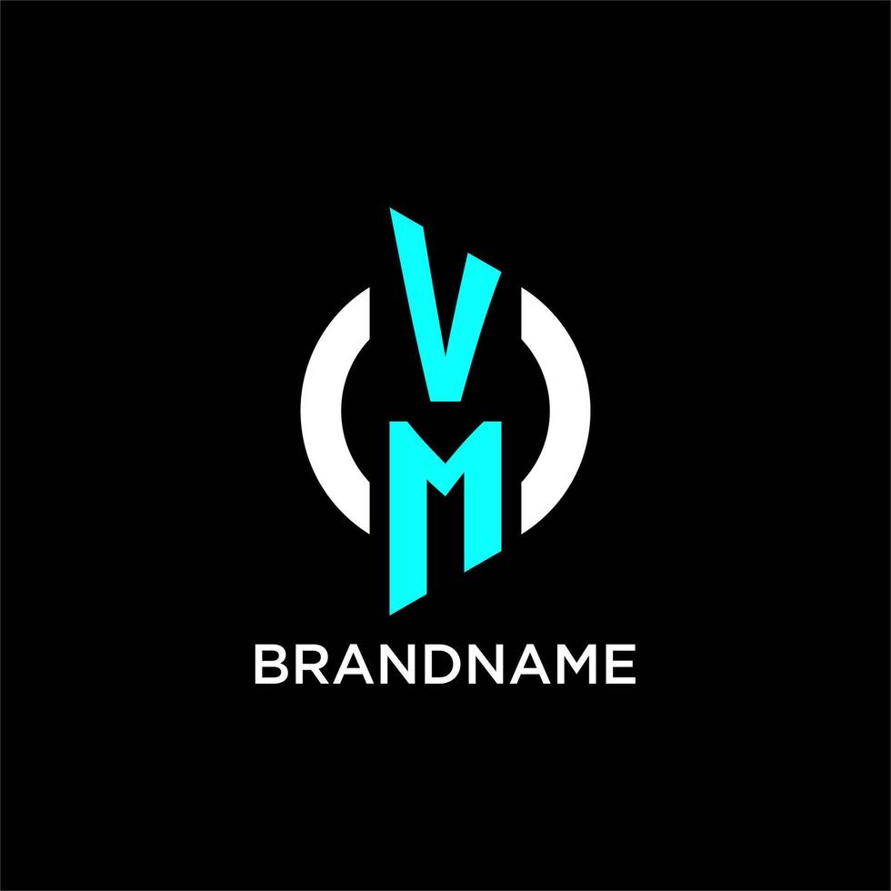 VM circle monogram logo vector