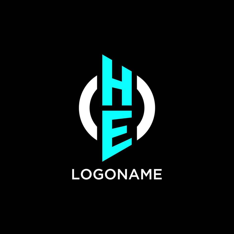 HE circle monogram logo vector