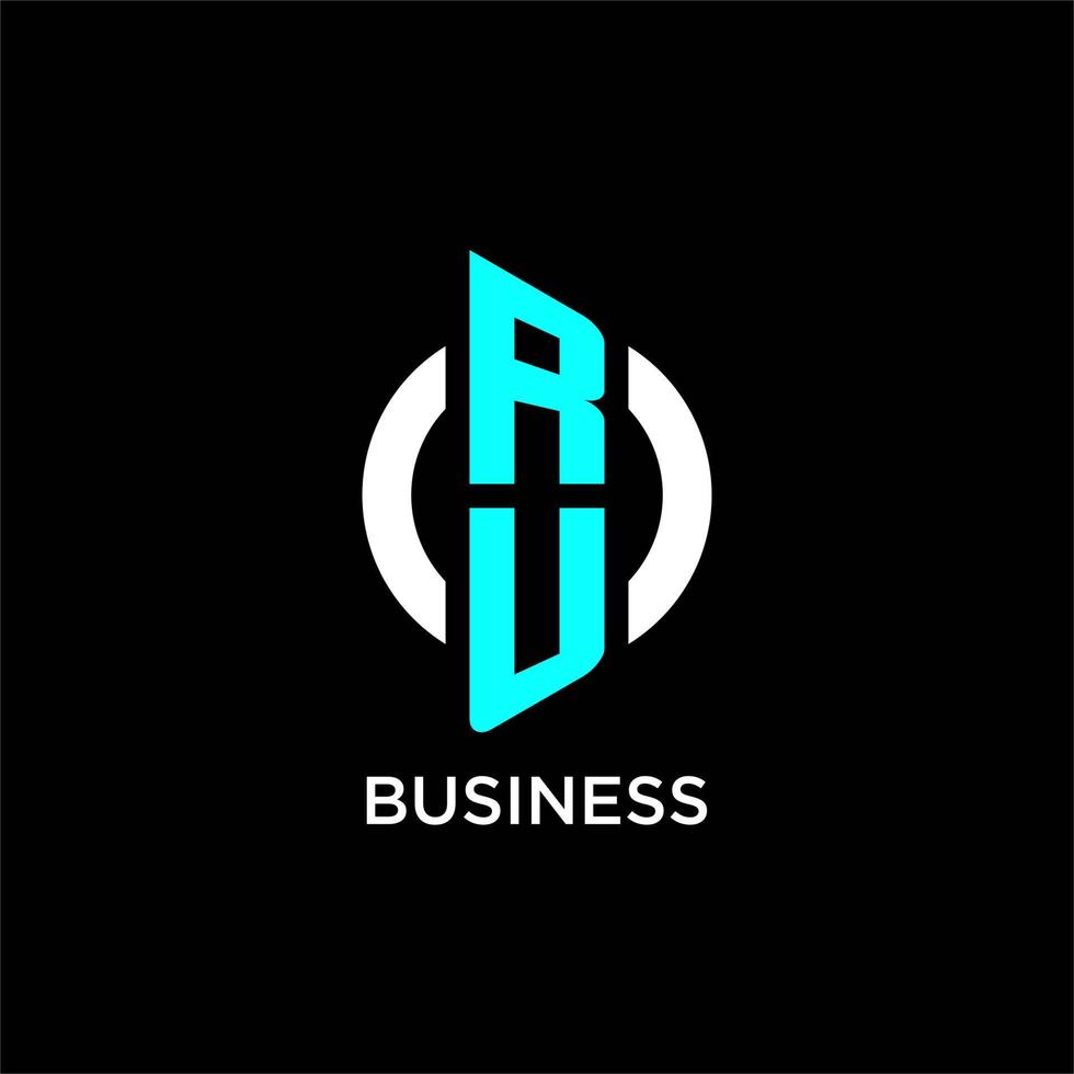 RU circle monogram logo vector