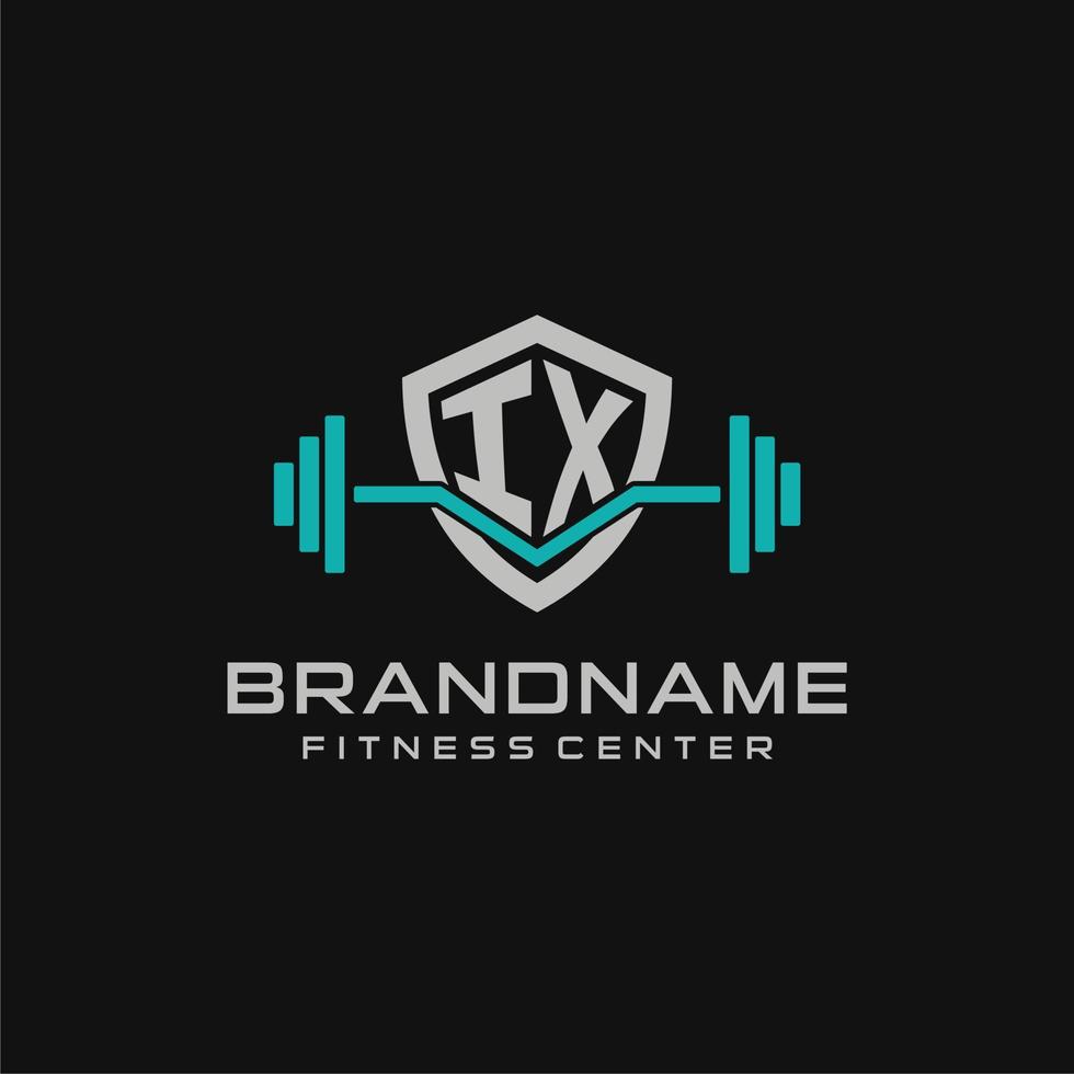 creativo letra ix logo diseño para gimnasio o aptitud con sencillo proteger y barra con pesas diseño estilo vector