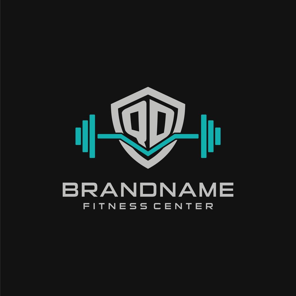 creativo letra qd logo diseño para gimnasio o aptitud con sencillo proteger y barra con pesas diseño estilo vector