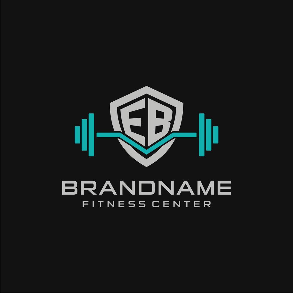 creativo letra eb logo diseño para gimnasio o aptitud con sencillo proteger y barra con pesas diseño estilo vector