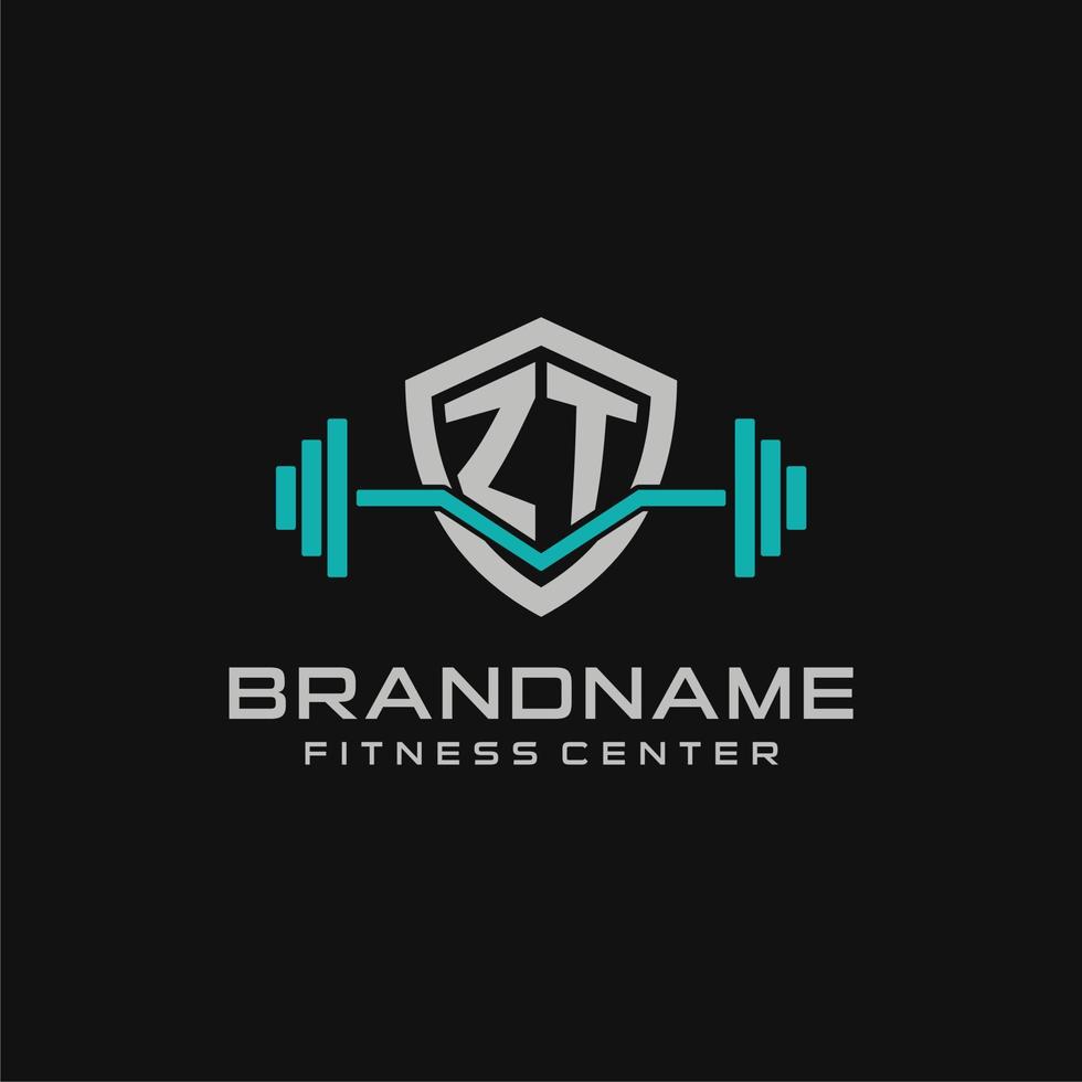 creativo letra zt logo diseño para gimnasio o aptitud con sencillo proteger y barra con pesas diseño estilo vector