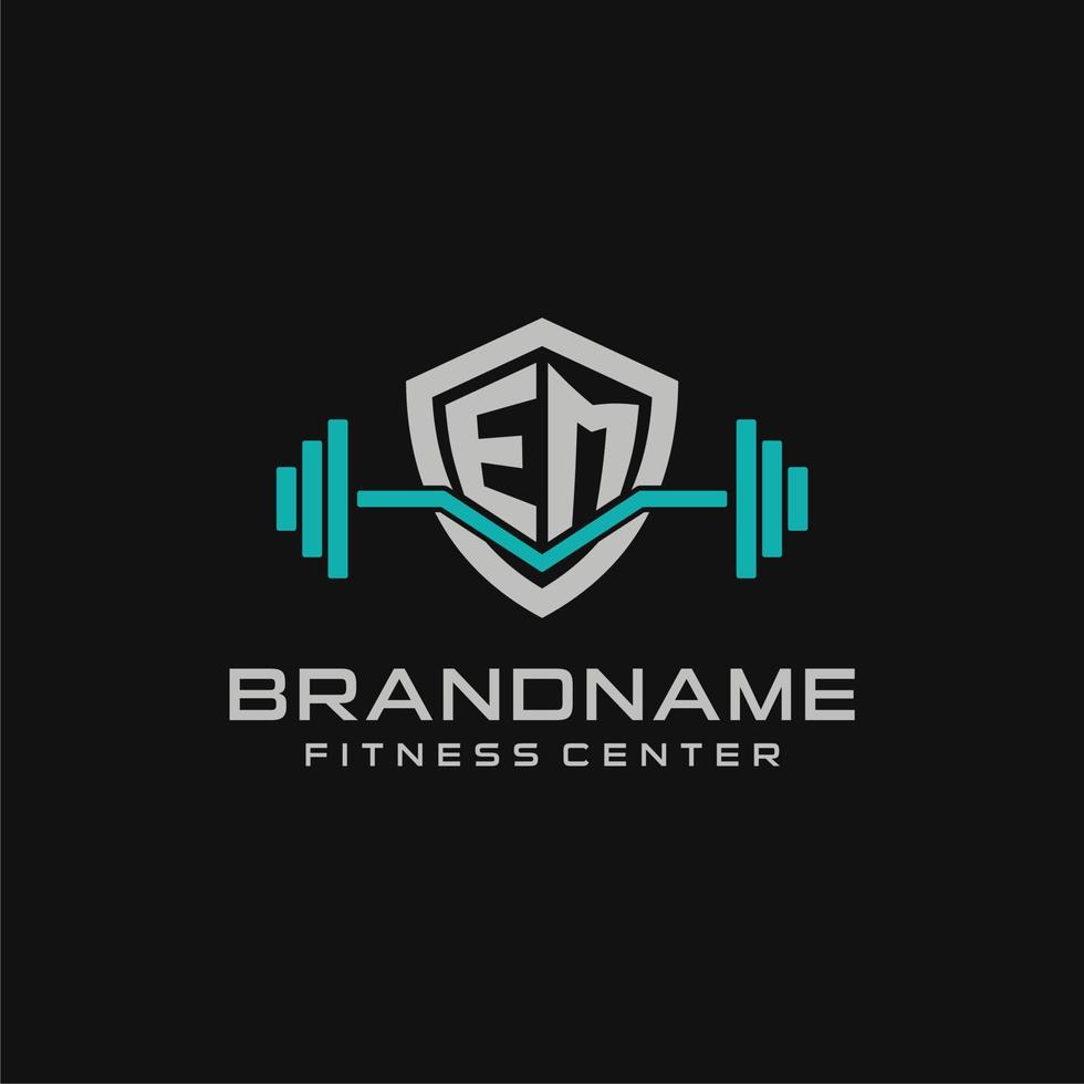 creativo letra em logo diseño para gimnasio o aptitud con sencillo proteger y barra con pesas diseño estilo vector