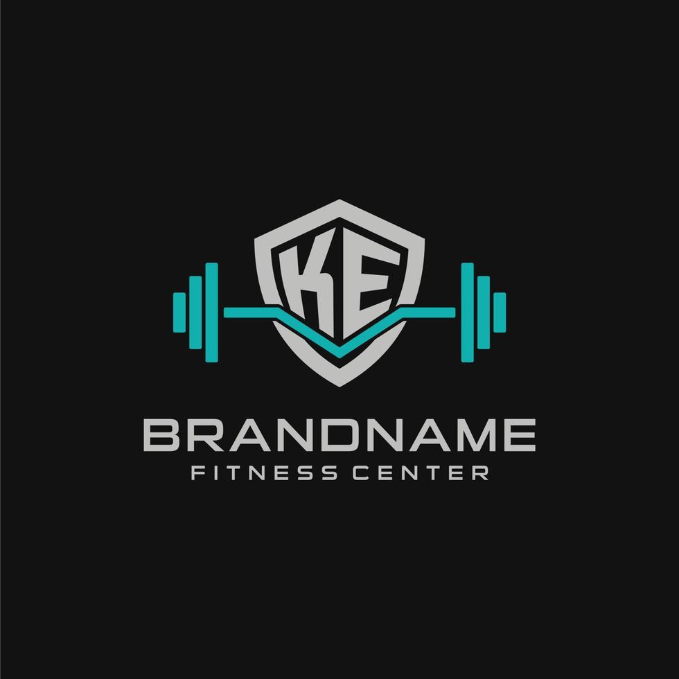 creativo letra ke logo diseño para gimnasio o aptitud con sencillo proteger y barra con pesas diseño estilo vector