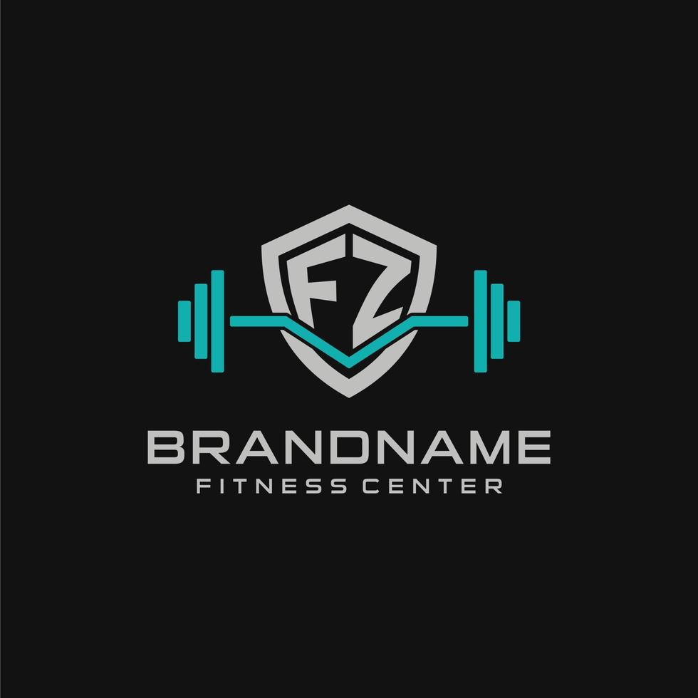 creativo letra fz logo diseño para gimnasio o aptitud con sencillo proteger y barra con pesas diseño estilo vector