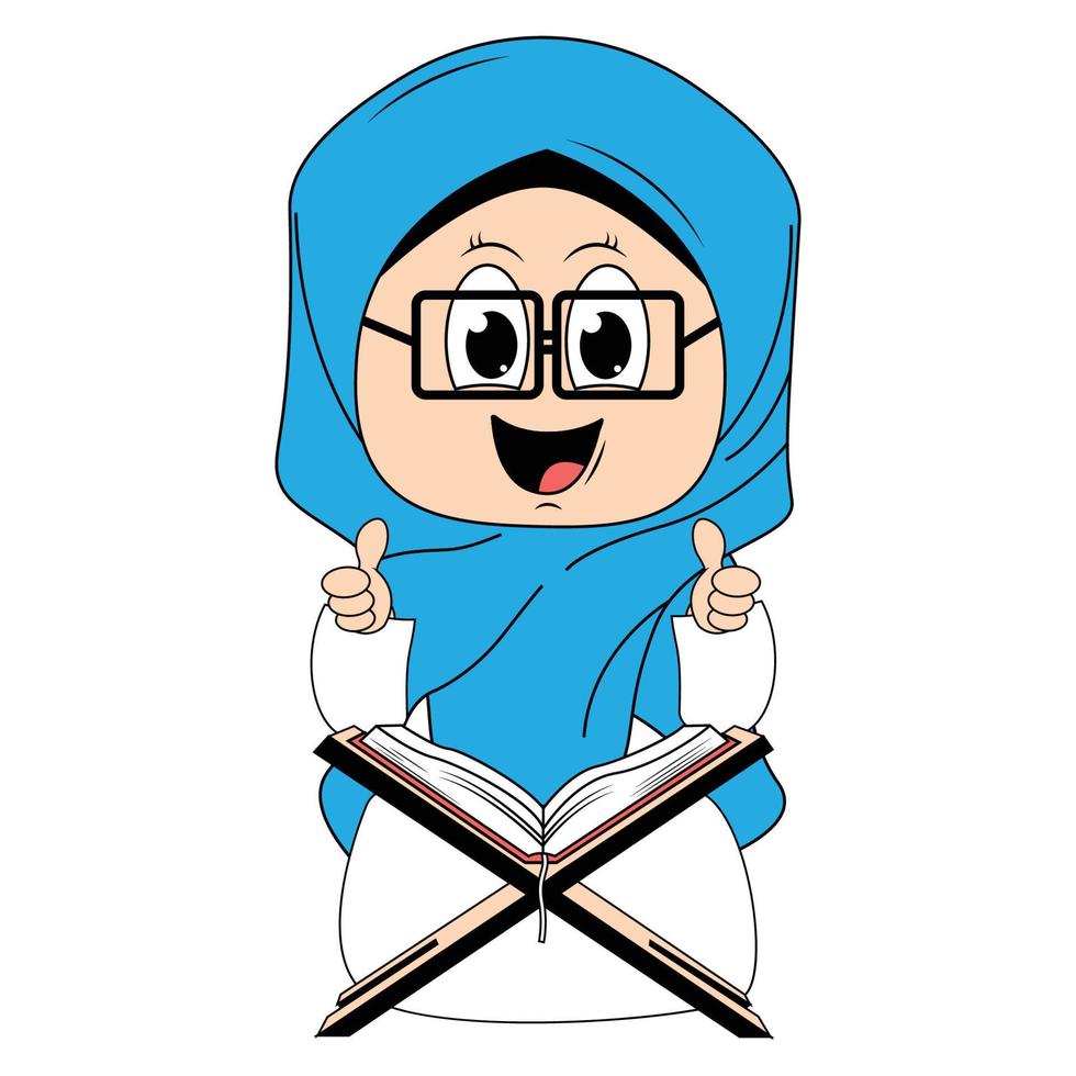 linda niña hijab dibujos animados ilustración vector