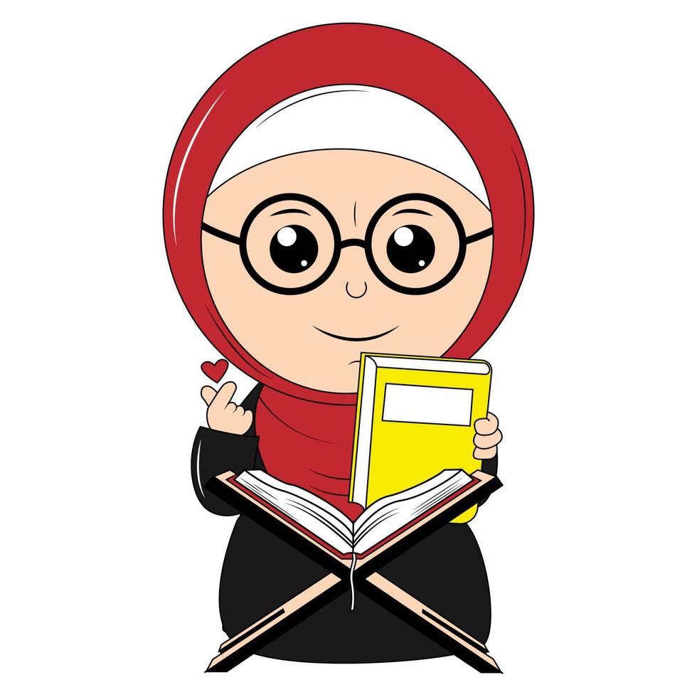 linda niña hijab dibujos animados ilustración vector