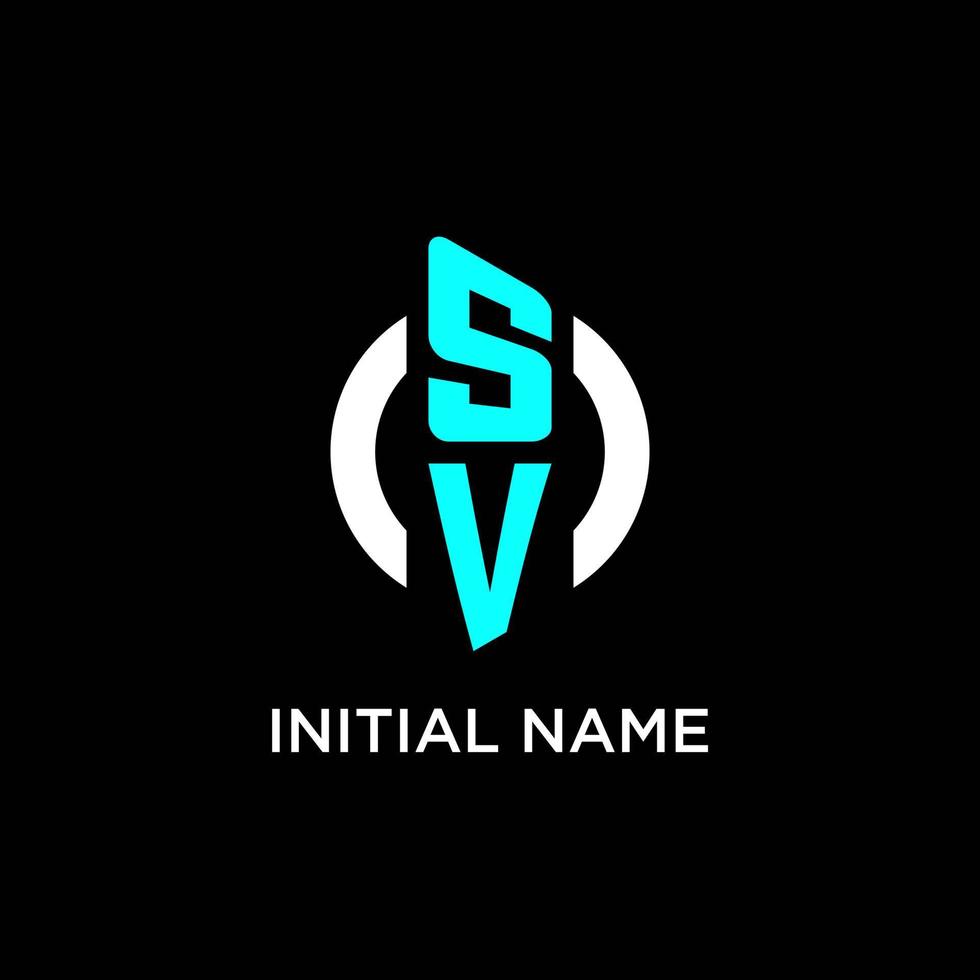 SV circle monogram logo vector
