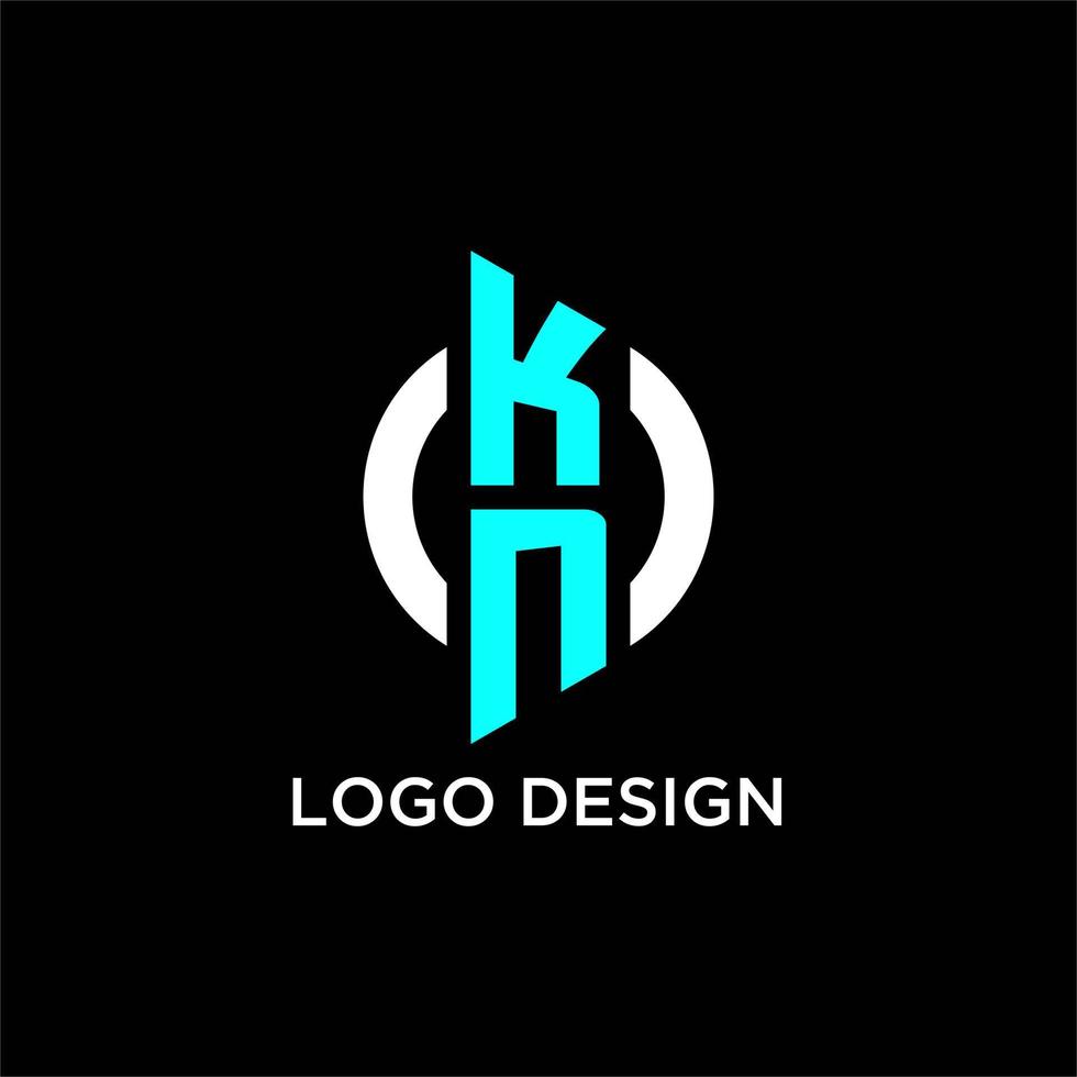 KN circle monogram logo vector