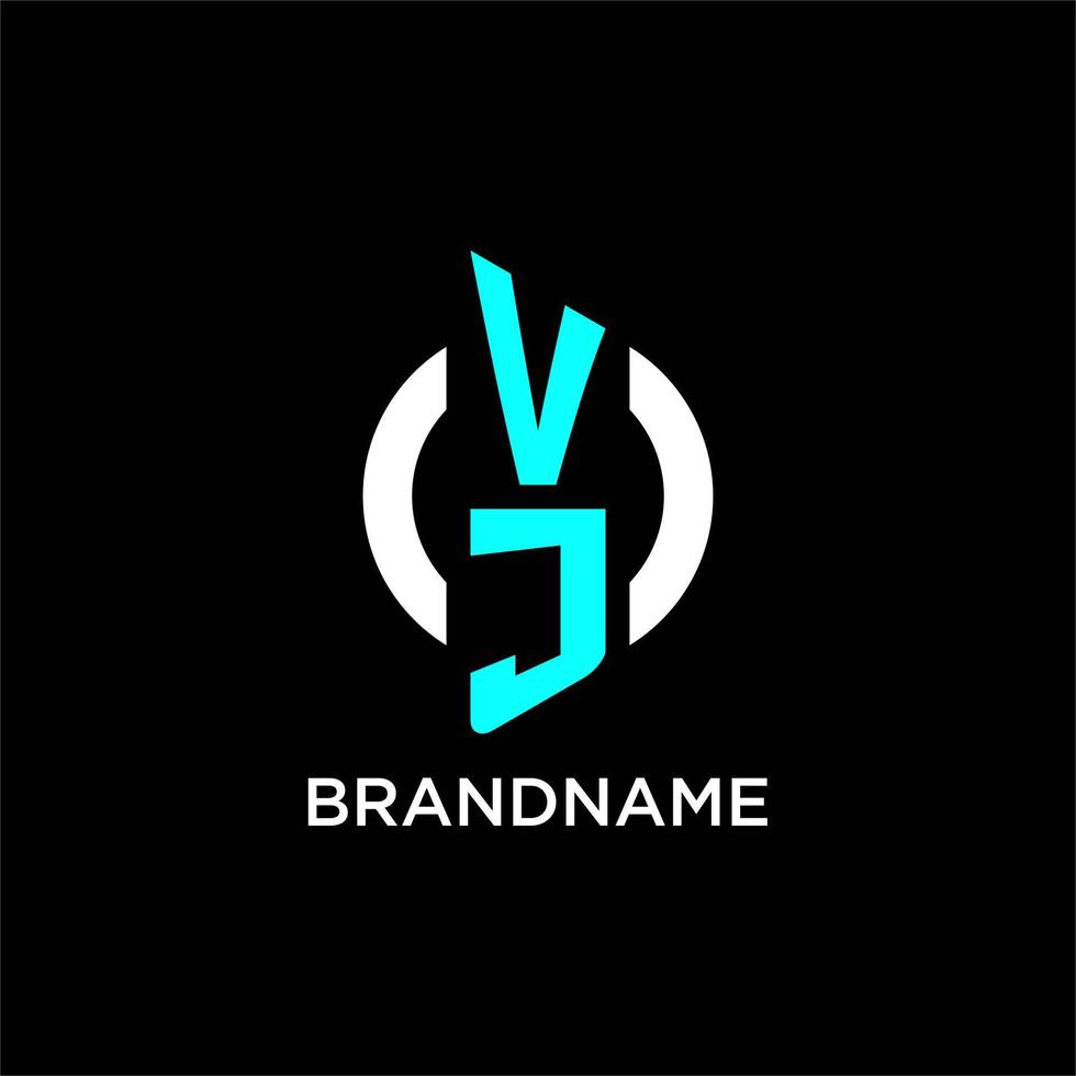 VJ circle monogram logo vector