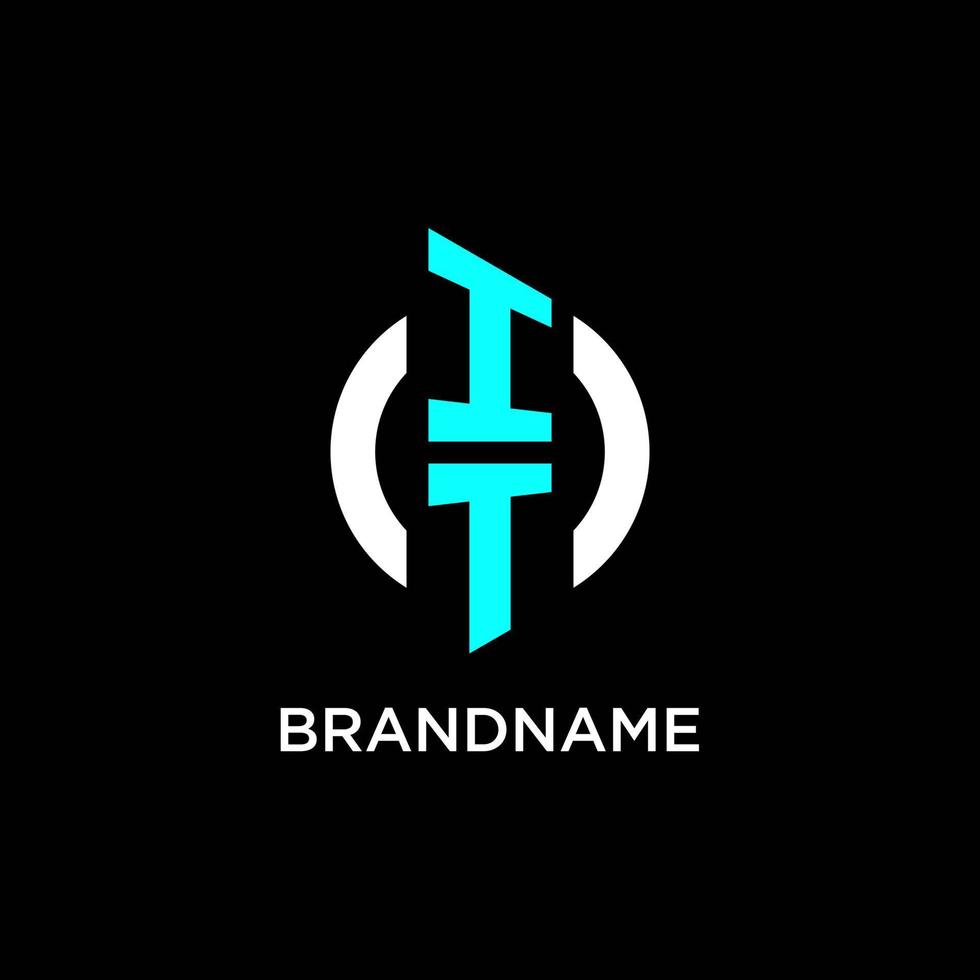 IT circle monogram logo vector