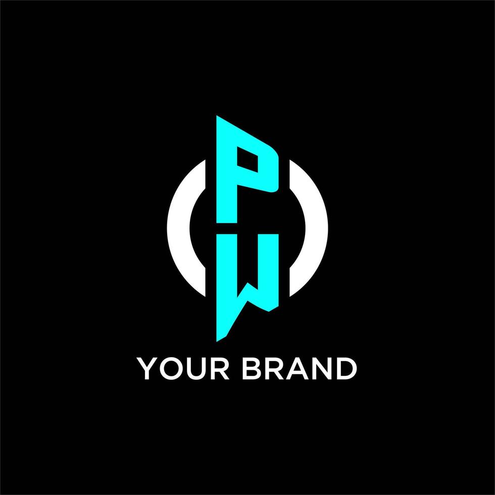 PW circle monogram logo vector