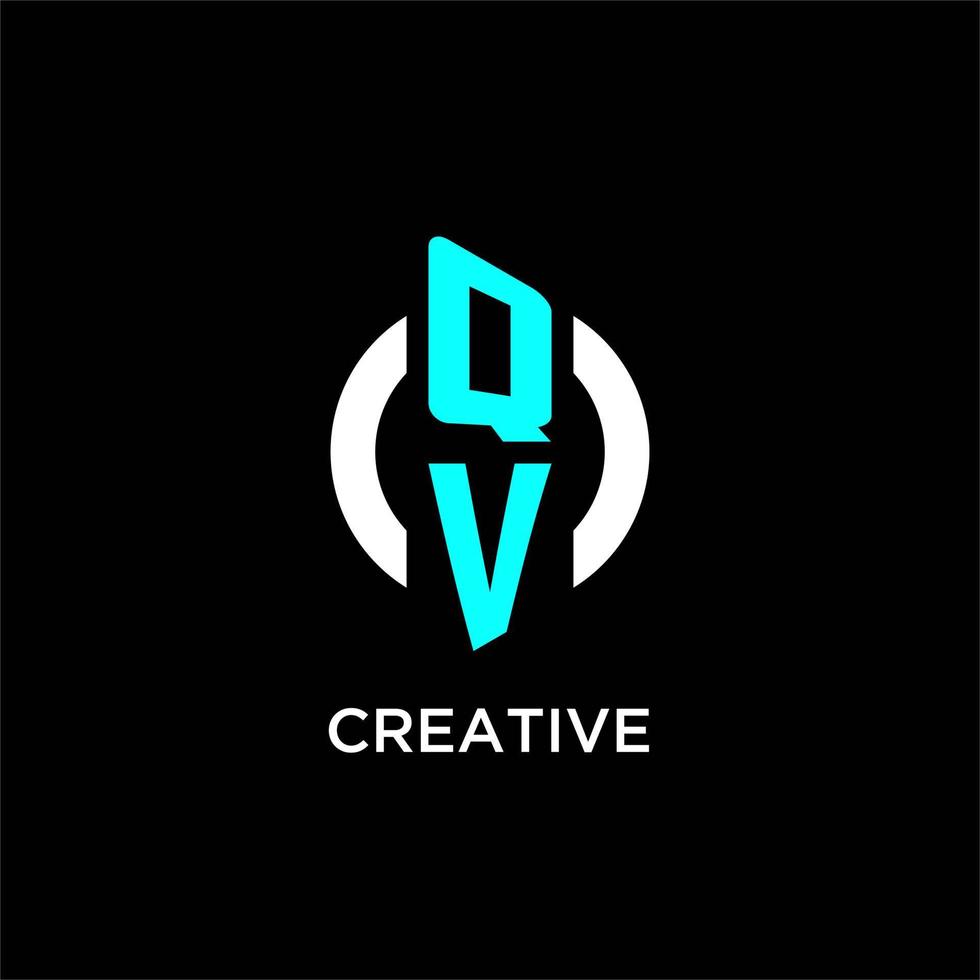 QV circle monogram logo vector