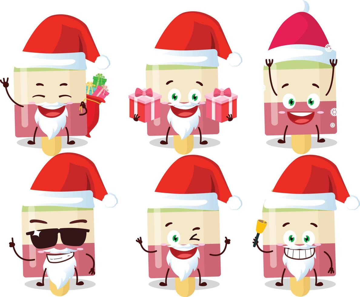 Santa Claus emoticons with watermelon ice cream cartoon character vector