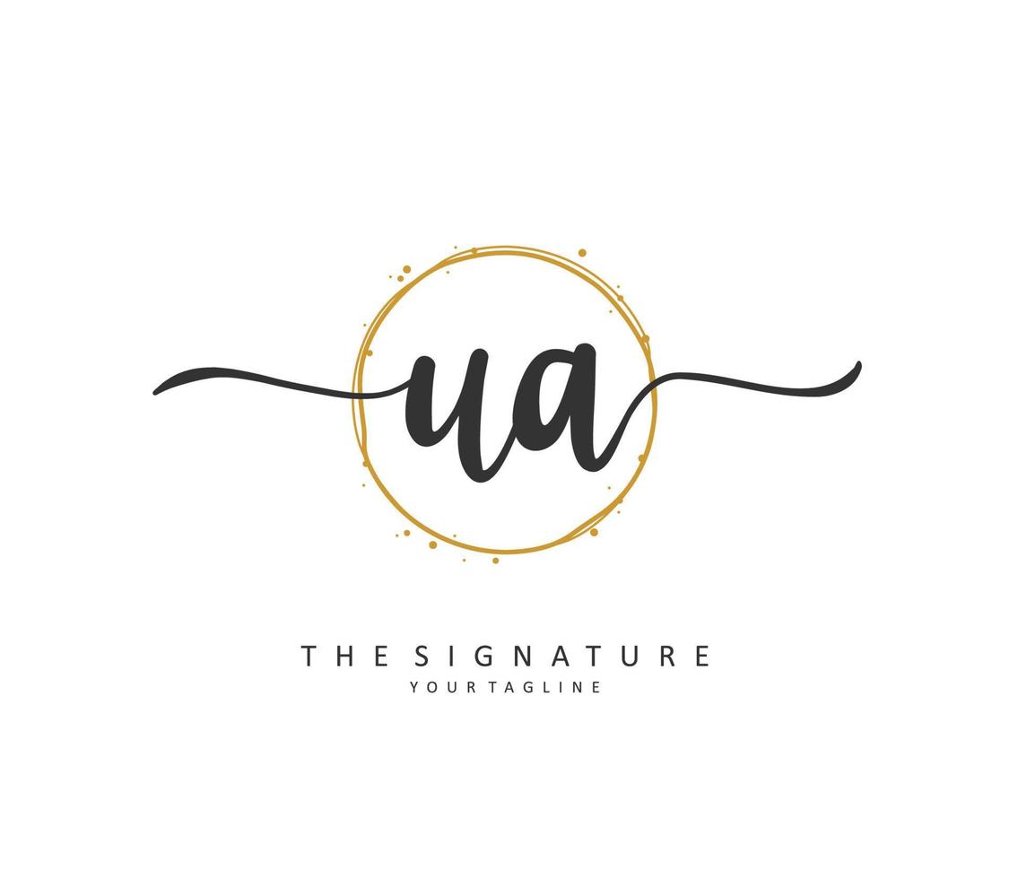 U A UA Initial letter handwriting and  signature logo. A concept handwriting initial logo with template element. vector