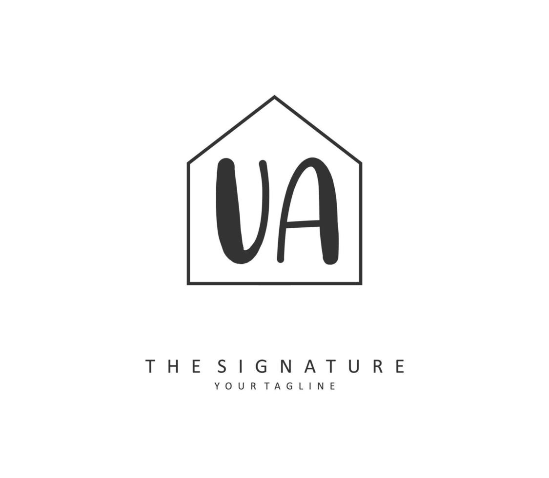 U A UA Initial letter handwriting and  signature logo. A concept handwriting initial logo with template element. vector