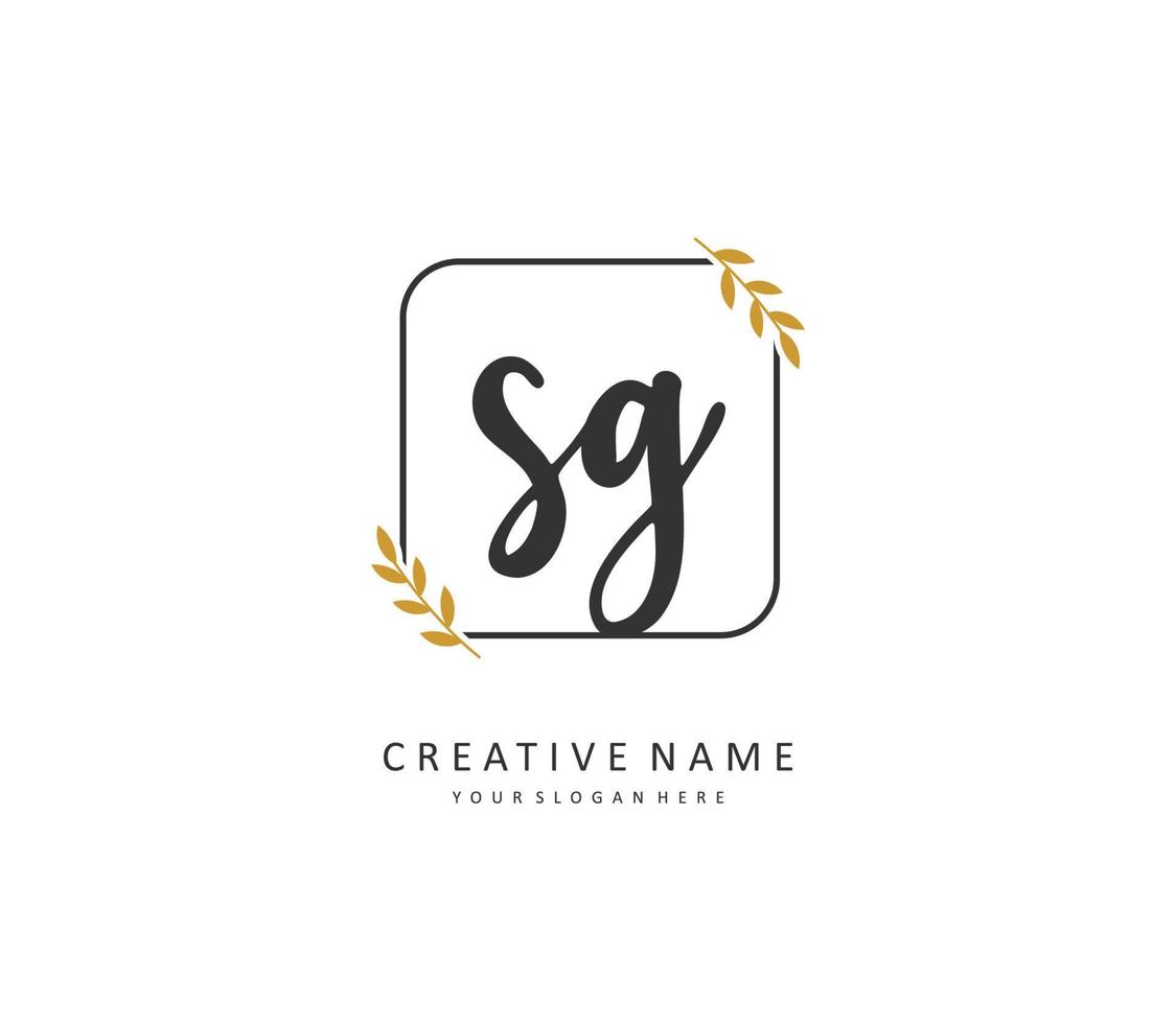 SG Initial letter handwriting and  signature logo. A concept handwriting initial logo with template element. vector