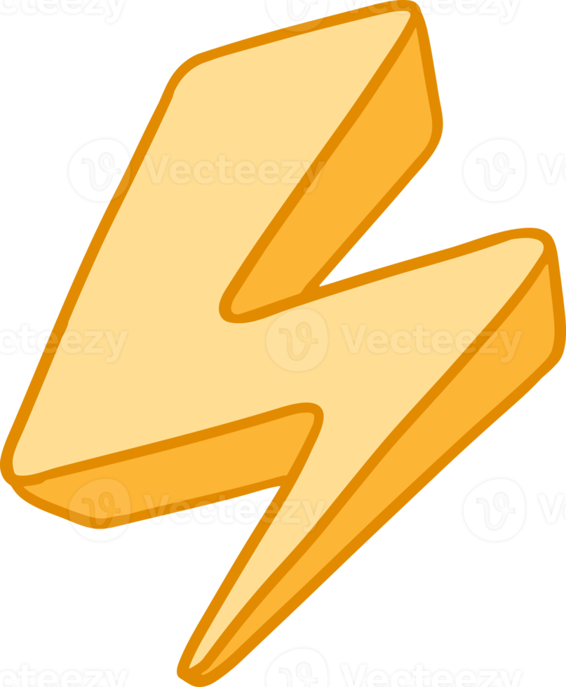 Lightning bolt, Thunderbolt, flat and doodle style png