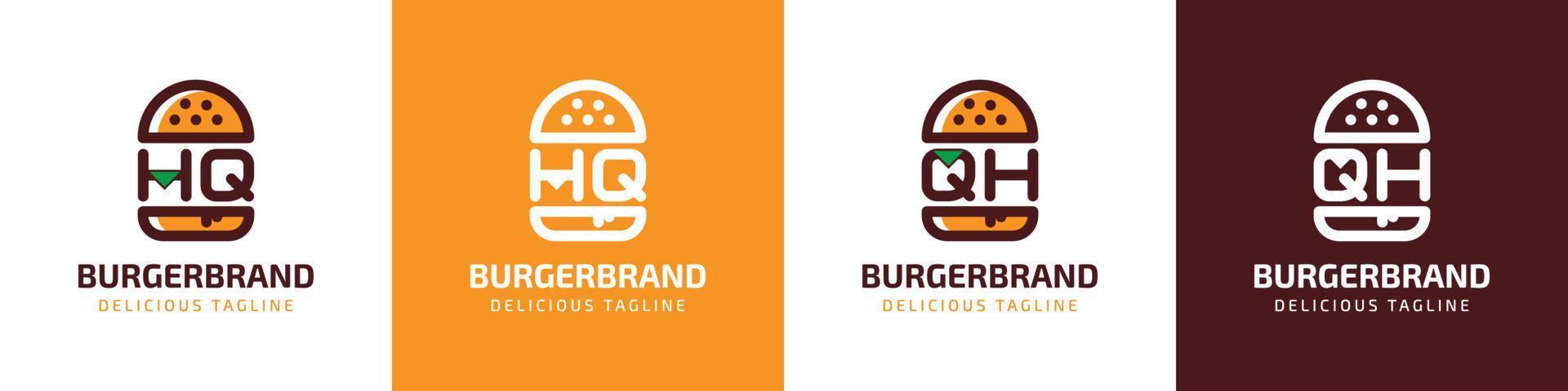 Letter HQ and QH Burger Logo, suitable for any business related to burger with HQ or QH initials. vector