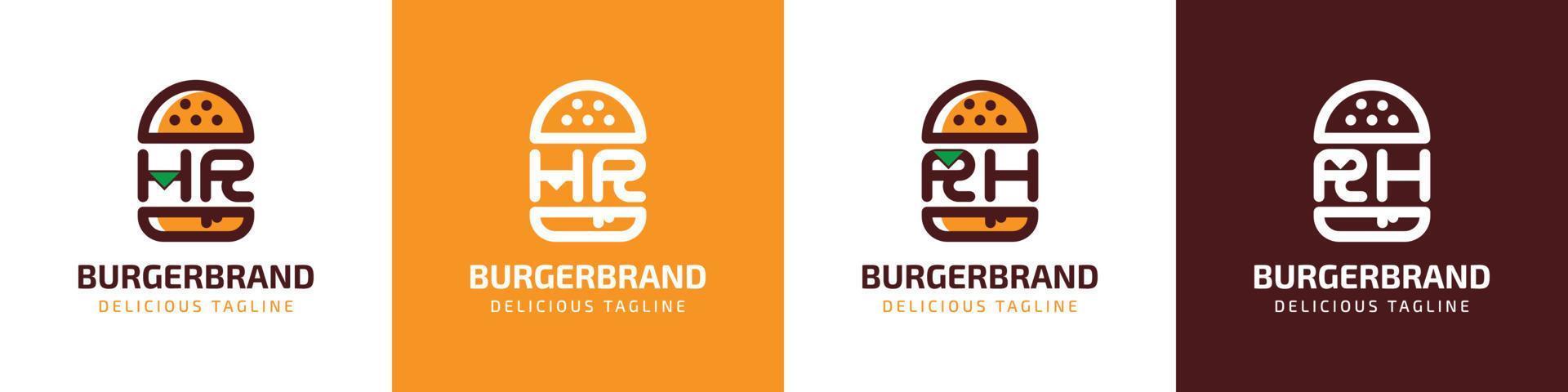 Letter HR and RH Burger Logo, suitable for any business related to burger with HR or RH initials. vector