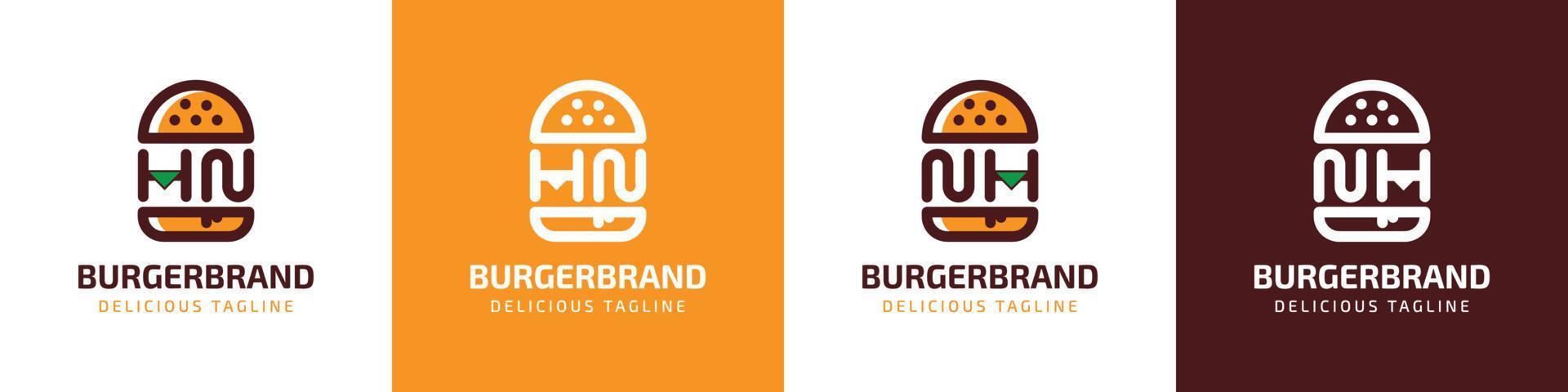 Letter HN and NH Burger Logo, suitable for any business related to burger with HN or NH initials. vector