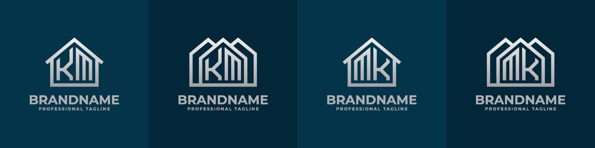 Letter KM and MK Home Logo Set. Suitable for any business related to house, real estate, construction, interior with KM or MK initials. vector