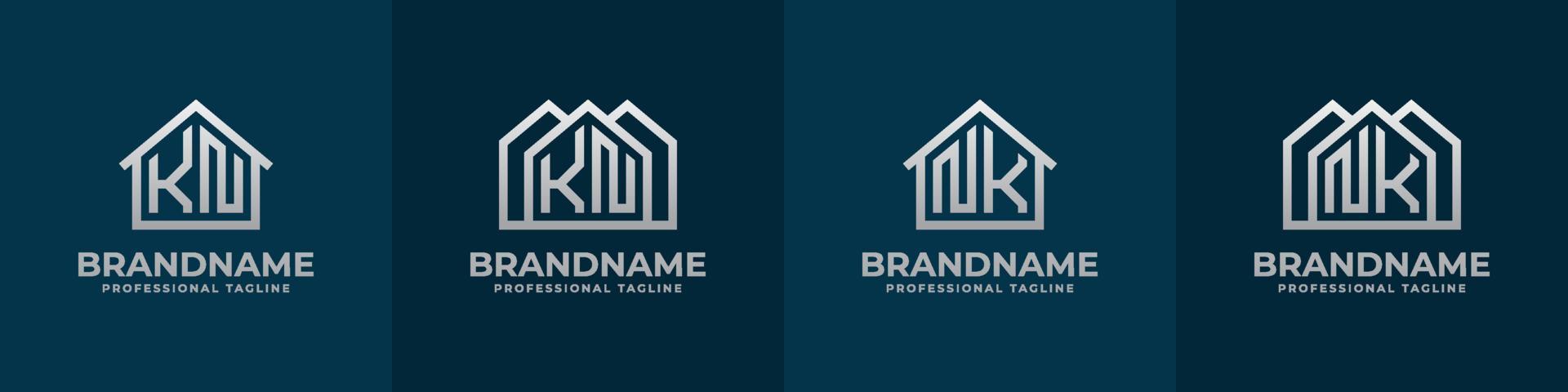 Letter KN and NK Home Logo Set. Suitable for any business related to house, real estate, construction, interior with KN or NK initials. vector