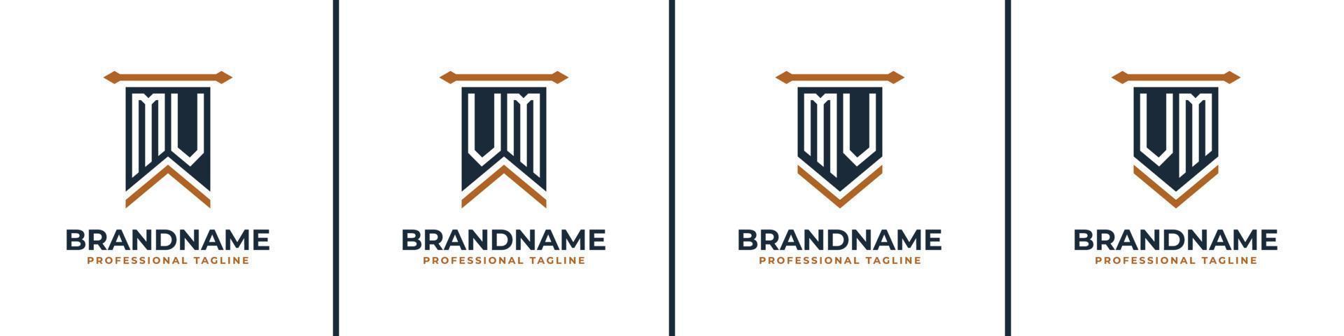 Letter MV and VM Pennant Flag Logo Set, Represent Victory. Suitable for any business with MV or VM initials. vector