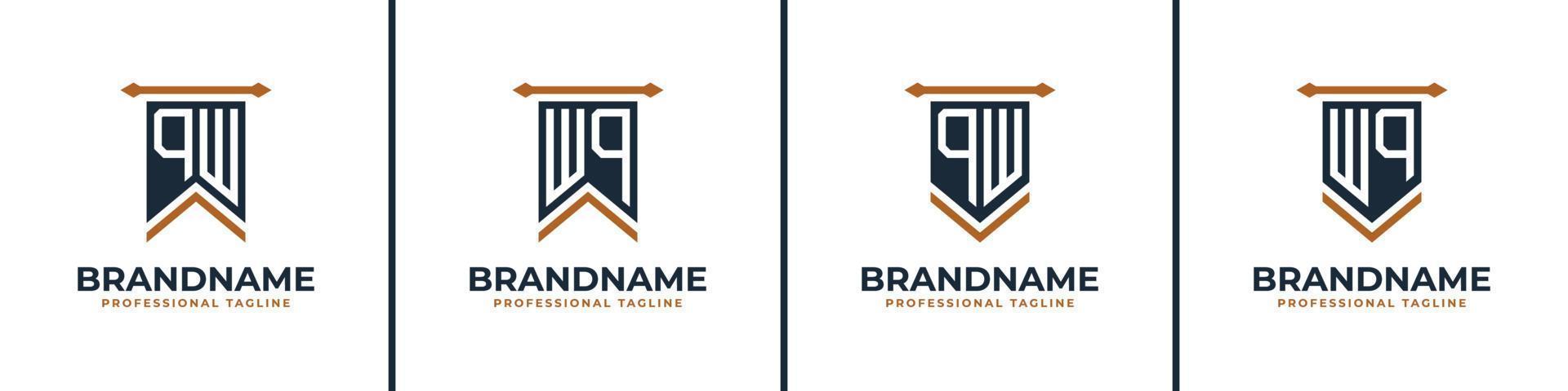 Letter QW and WQ Pennant Flag Logo Set, Represent Victory. Suitable for any business with QW or WQ initials. vector