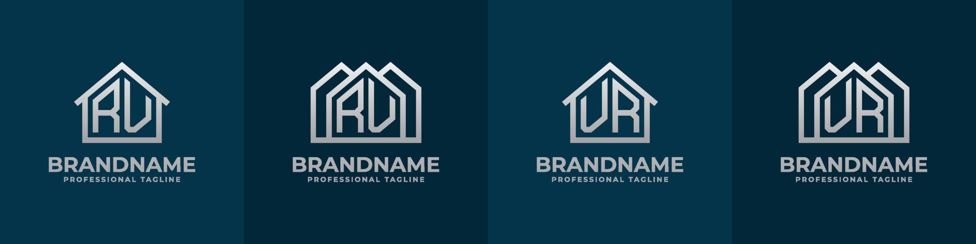 Letter RV and VR Home Logo Set. Suitable for any business related to house, real estate, construction, interior with RV or VR initials. vector